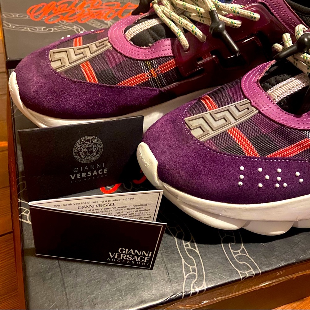 Versace chain reaction sneakers.